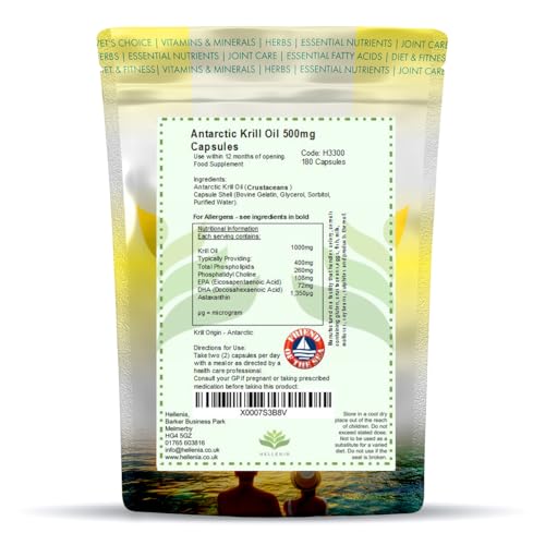 100% Antarctic Krill Oil Capsules 500mg | 180 Softgels | Natural Source of Astaxanthin & DHA | 3 Month Supply | High Strength Krill Oil - Made for Hellenia Healthfoods - Image 4