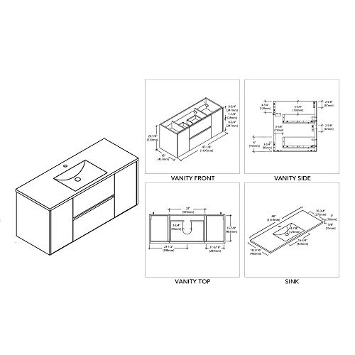 48 Inches Single Bathroom Vanity With Ceramic Sink, 016 48 16S C (48 Inch Single Sink, Silver Grey) #TOP4