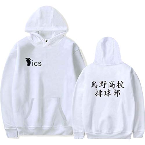 Yumenam Haikyuu - Sudadera de voleibol juvenil con capucha y manga larga con capucha con capucha y sudaderas, para cosplay, Karasuno High School Hinata Shoyo Kageyama Club Jersey Tops, Blanco A., XL