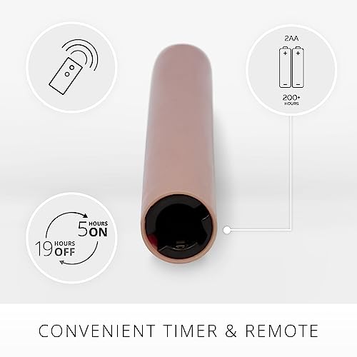 Image of Luminara - Flameless Battery Operated Taper Candle - Rose Tan - Pack of 2-1x9.75 - LED Flickering Flame - Realistic Safe for Home Kids and Pets