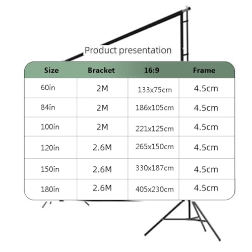 Pantalla de proyección portátil con soporte 120in 16:9 miniatura 4