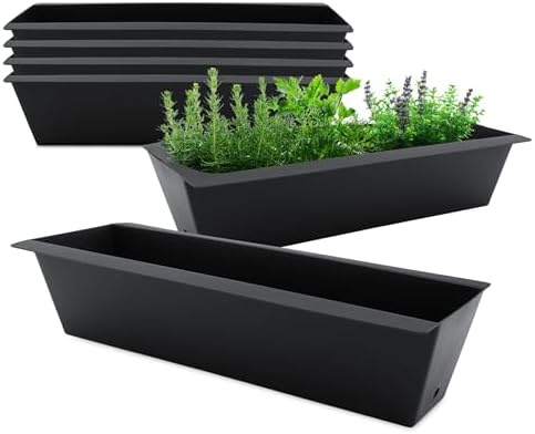 Lot de 6 jardinières pour palette européenne, en plastique anthra...