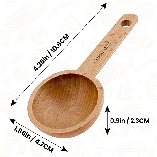 Mess Löffel, Kaffeelöffel aus Holz in Walnuss, Kaffeelöffel aus Holz zum Messen von Kaffeebohnen, gemahlenen Bohnen oder Tee, Küchenzubehör für zu Hause Kaffeeportionierer - 1 Tbsp, 15ml