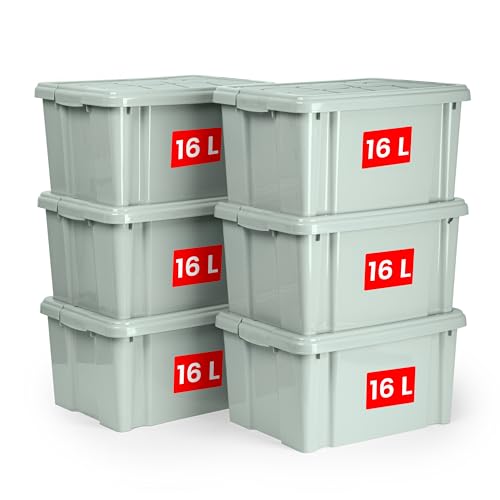 PlasticForte – Pack de Cajas de Almacenamiento con Tapa   Plástico Resistente, Apilables y Transparentes   Organizador