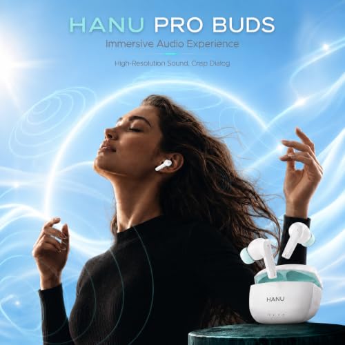 Image of HANU Pro Buds, 13mm Titanium Driver, Deep Bass, 43 Hours Playtime, Sweat Resistant, Fast Charging, Touch Control & Voice Assistant Support