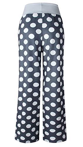 Image of AMiERY Women's Comfy Casual Pajama Pants Floral Print Drawstring Palazzo Lounge Pants Wide Leg