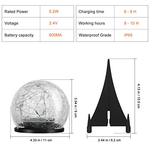 Uonlytech Luzes Solares de Jardim de Bola de Crackle Luzes de Decorativas Ao Ar Livre Luz Noturna de