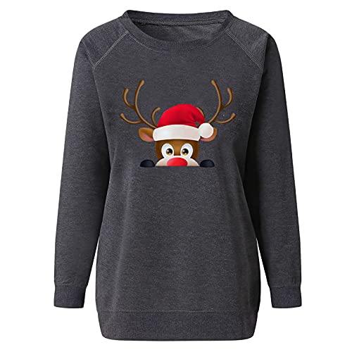 Christmas Tops For Women Xmas Red Wine Glass Graphic Tshirt Casual Loose Fit Pullover Tops Comfy Soft Sweatshirts Blouse #TOP20
