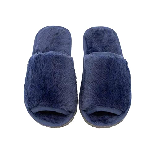 Pantufa Masculina Azul Adulto Aberta Pelúcia Antiderrapante Chinelo de Quarto