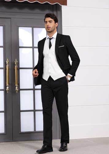 Mens Vest Business Formal Slim Fit Dress Waistcoat V Neck Tuxedo Suit Vest3