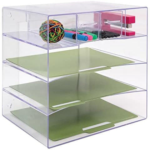 Innovative Storage Designs Desktop Organizer, 6 Compartments, Clear Cover