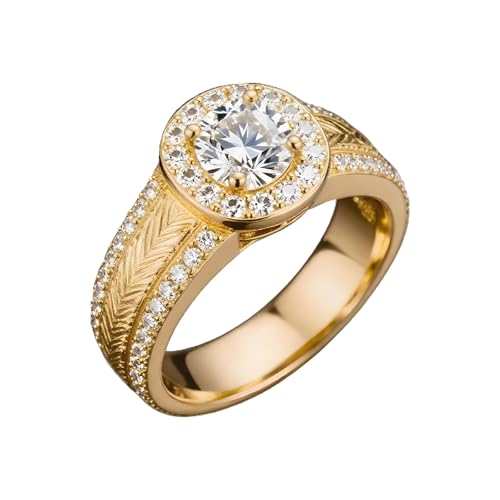 1-3 Carat Lab Grown Diamond Solid Gold Wedding Ring for Women 10K/14K/18K Real Yellow Gold Personalized Engagement Rings Anniversary Jewelry Promise Customized Gifts(round 1)2