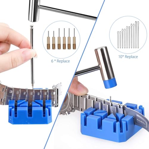 Image of 28 in 1 Watch Repair Kit Battery Replacement Strap Adjustment Resizing Watch Link Pin Remover Watch Opening Professional Spring Bar Tool Set, Watch Band Link Pin Tool Set with Carrying Case(28 IN 1)
