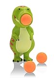 plopping 1 x Dino Plopper mit 6 orangen, weichen Schaumstoffbällen und Spielanleitung - schöne Geburtstagsspiele - Dino Figur ca. 14,5cm. Empfohlen ab 4 Jahren. indoor und outdoor