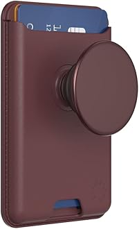 PopSockets Phone Wallet with Expanding Grip and Adapter Ring for MagSafe, Phone Card Holder, Wireless Charging Compatible, Wallet Compatible with MagSafe - Oxblood