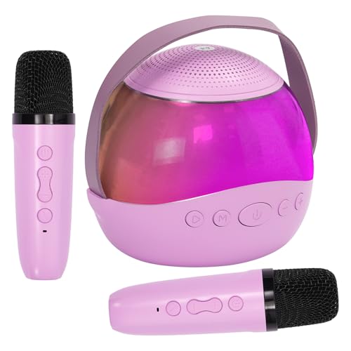 EULEUY Micro Karaoke Enfant avec 2 Micro sans Fil Bluetooth,Portable pour Enfants et Adultes avec Effets de Modification de la Voix, Jouet pour Les 3-12...