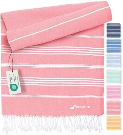 Fit-Flip Hamamtuch aus 100% Baumwolle saugfähig und schnelltrocknend | Coral, 100x200cm Sultan, türkisches Saunatuch, Strandtuch, Duschtuch, Badetuch, Yogatuch