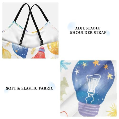 KLL Colorful Christmas Light Bulbs Toddler Girls 1-Piece Bathing Suit Beach Swimming Suits with Adjustable Straps UPF 50+3