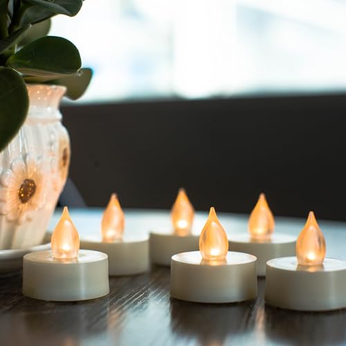 Image of 6 Flameless Votive Tealight Candles with 6-hour Daily Cycle Time Flickering Battery Operated Electric Electronic LED Tea Lights, Christmas Decor Xmas Lighting Wedding Party Decorations Batteries Incl.