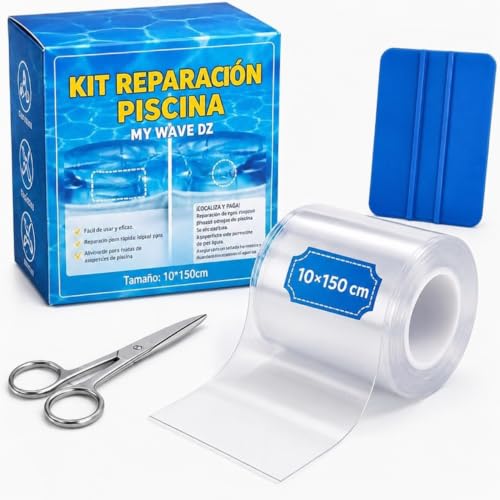 MY WAVE DZ Parches Piscina Bajo Agua – Kit Reparación Piscina 10x150cm, Cinta Adhesiva Impermeable PVC Flexible, Parche Liner Piscina, Reparación Lona Piscina, Colchones Hinchables