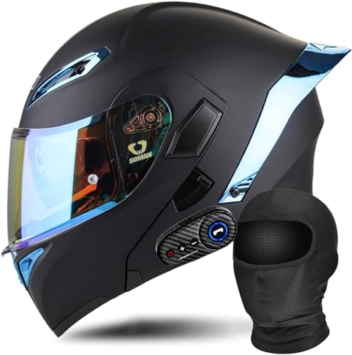 Casque de moto modulaire Bluetooth L casque intégral rabattable à double visière