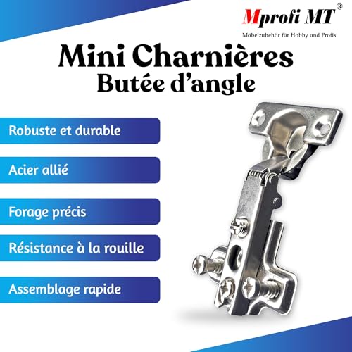 Mprofi MT® 20 Pièces | Mini Charnières Porte Placard | Porte Existante | Ø26mm Charnières de Placard de Meuble | Charnière Invisible | Charnière de Cuisine pour Porte D'armoire – vue 2