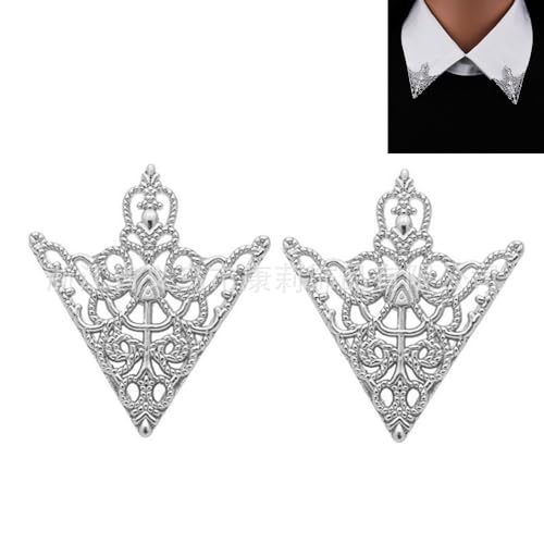 Image of coadipress 2PCS Retro Hollow Triangle Collar Pins Brooch for Men Women Hollow Floral Shirt Suit Clothing Collar Angle Decoration Parts