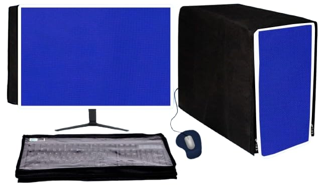 Computer Desktop 3 Pcs PVC Cover Set – Water-Resistant Dust Protection for Monitor, CPU & Keyboard | Extra Zip Closure | Ideal for Office, Home & Business Use (20 Inch)-image-46