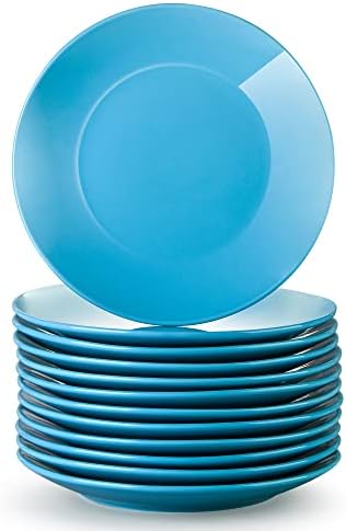 LOVECASA 'Sweet' 6-Piece Dessert Plates Round China Porcelain Side Plate Snack Plate Salad Plate for Salad/Fruit/Snack Plate, Black 21.5*21.5*2.5 cm