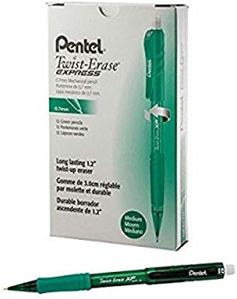 Pentel Twist-Erase EXPRESS Mechanical Pencil (0.7mm) Green Barrel, 12 pack (QE417D) image 2