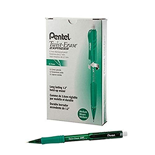 Pentel Twist-Erase Express porte-mines 0,7 mm avec grande gomme rotative rechargeable intégrée