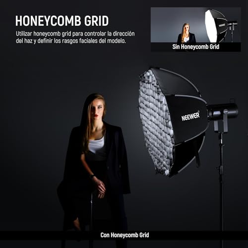 Neewer Softbox Octogonal de 35.4 Pulgadas, Caja Suave parabólica de liberación rápida con Soporte Bowens, difusores, Rejilla, Bolsa Compatible con Aputure 120d Compatible con Godox SL60w Q4 AS600B - Imagen 5