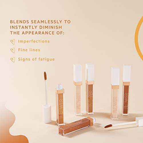 Flower Beauty Light Illusion Full Coverage Concealer Diffuse Dark Under Eye Circles, Weightless Formula, Crease Proof Makeup, Medium Deep, 0.2 Ounce #TOP1