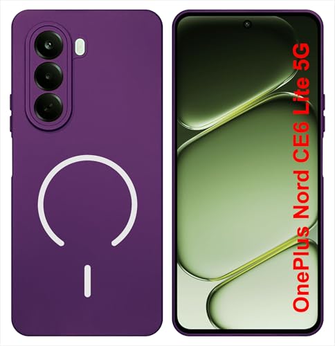 Image of SBMS Silicone Back Cover Case for OnePlus Nord CE6 Lite 5G | Soft Micro-Fibre Lining Inside | Magsafe Print On Back Side Camera Protection Bump | Shockproof Case OnePlus Nord CE 6 Lite (Purple)