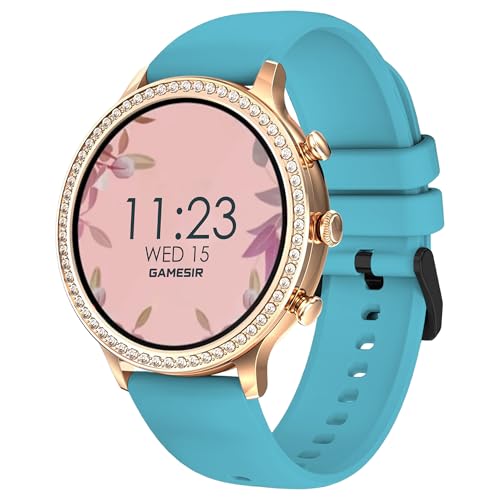 Image of GameSir GenDiva Smartwatch for Women with Bluetooth Calling, 1.69 inch AMOLED Display, 100+ Sports Modes, Health & Sleep Monitor, Voice Assistant, IP68 Waterproof, Long Battery Life,(SkyBlue)