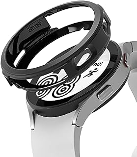 Ringke Air Sports Compatible with Samsung Galaxy Watch 4 44mm Case, Thin Soft Flexible Rugged TPU Raised Bezel Frame Protective Button Cover for Galaxy Watch4 44mm - Black