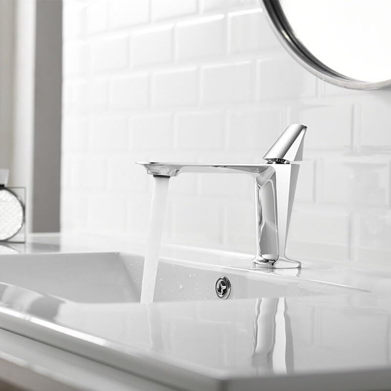 Robinet de lavabo chrome mélangeur eau chaude et froide pour salle de bains
