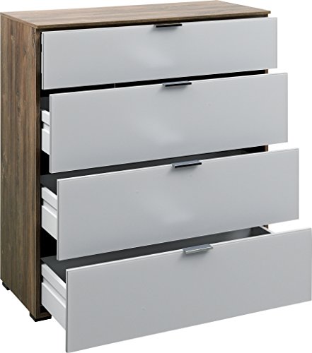 CS Schmal Kommode SOLO 700 | In Stirling Eiche und Seidengrauglas matt | 91 x 100 x 42 cm - 60.165.601/7200 CS Schmal Kommode SOLO 700 | In Stirling Eiche und Seidengrauglas matt | 91 x 100 x 42 cm