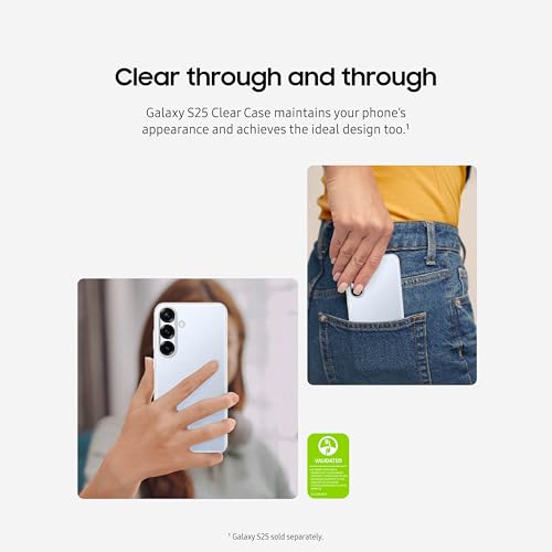 Image of Samsung Galaxy S25 Clear Phone Case, Transparent Protective Cover, Sleek and Smooth Design, Durable, US Version, EF-QS931CTEGUS