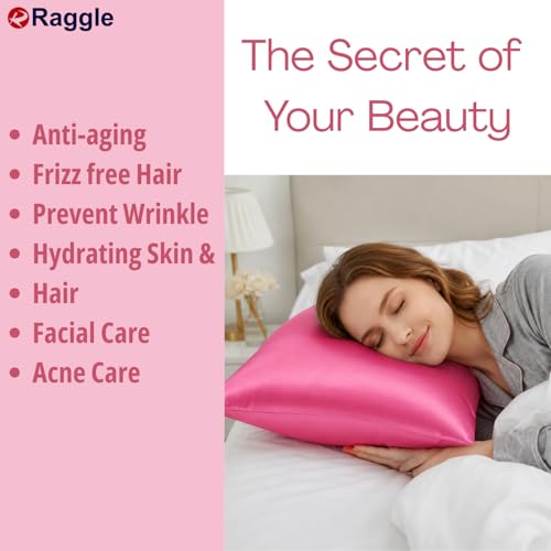 Image of RAGGLE Satin Silk Pillowcase for Hair and Skin Standard Size 18 inchX 28 inch with Soft Breathable Smooth Cooling Pillow Covers for Sleeping or Pillow Protector (4, Rust)