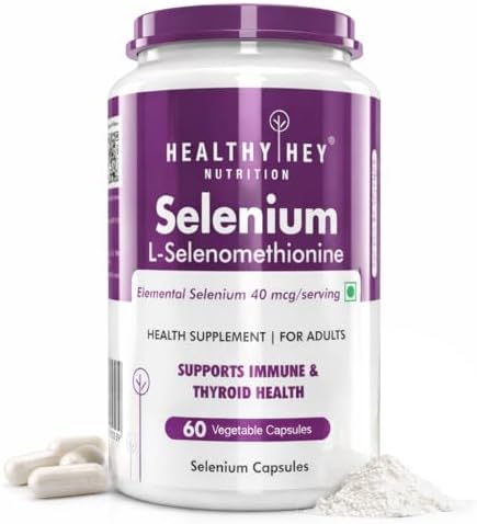 HealthyHey Nutrition Selenium Capsules 40mcg - Superior Absorption - 60 Vegetarian Capsules