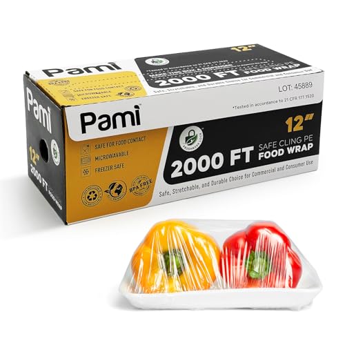 PAMI Safe Cling PE Food Wrap (12" x 2000ft) Plastic Cling Wrap With