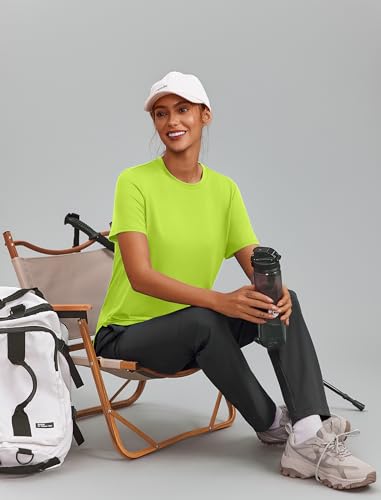 Image of PINSPARK Workout Tops for Women Short Sleeve Athletic Shirts UPF 50+ Quick Dry Running Outfits for Exercise Gym Hiking S-3XL