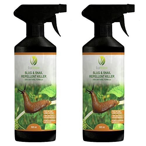 EcoWidow Natural Slug and Snail Repellent Killer Spray - 2x 500ML Indoor Outdoor Garden Fast Acting...