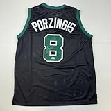 Autographed/Signed Kristaps Porzingis Boston Black Basketball Jersey JSA COA