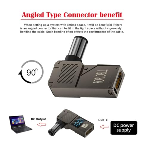 Image of ETZIN USB C Female to DC 7.4 x 5.0mm DC Power Fast Charging Adapter for Dell | Aluminium Alloy 90 Degree Angled (7.4x5.0mm DELL)