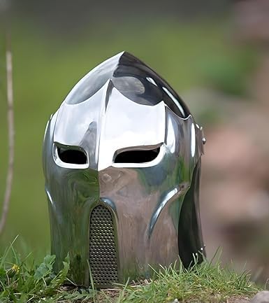 Medieval Knight Full Face Steel Helmet – Gothic Warrior Armor Helmet for Cosplay, LARP & Display.
