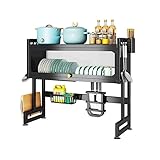 Aoasious 水切りラック ステンレス スリム 大容量 食器乾燥 錆びない 多機能収納 包丁スタンド まな板立て 簡単組み立て シンク用 キッチン整理 最適 皿立て 皿立て【75cm】 (（大ダブルスロット）【長さ125cm】)