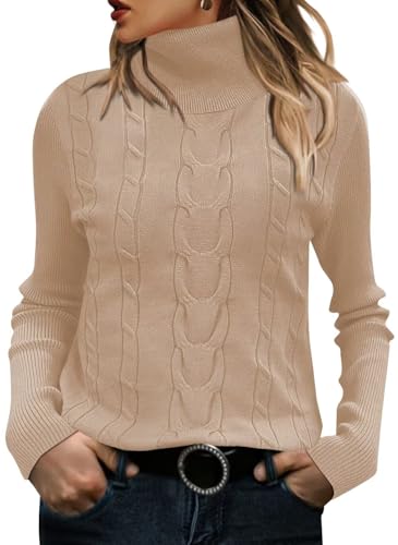Image of ANFTFH Womens Turtleneck Sweater 2025 Ribbed Knit Top Pullover Sweaters