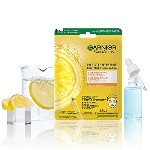 Garnier Beauty Face Mask, Brightening and Hydrating Skin Care, Hyaluronic Acid + Vitamin C, for Dull and Uneven skin, 1 Tissue Mask, 28g - Image 3